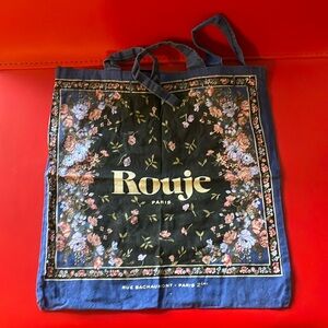 Rouje tote bag bandana print French damas chic button floral black blue pink